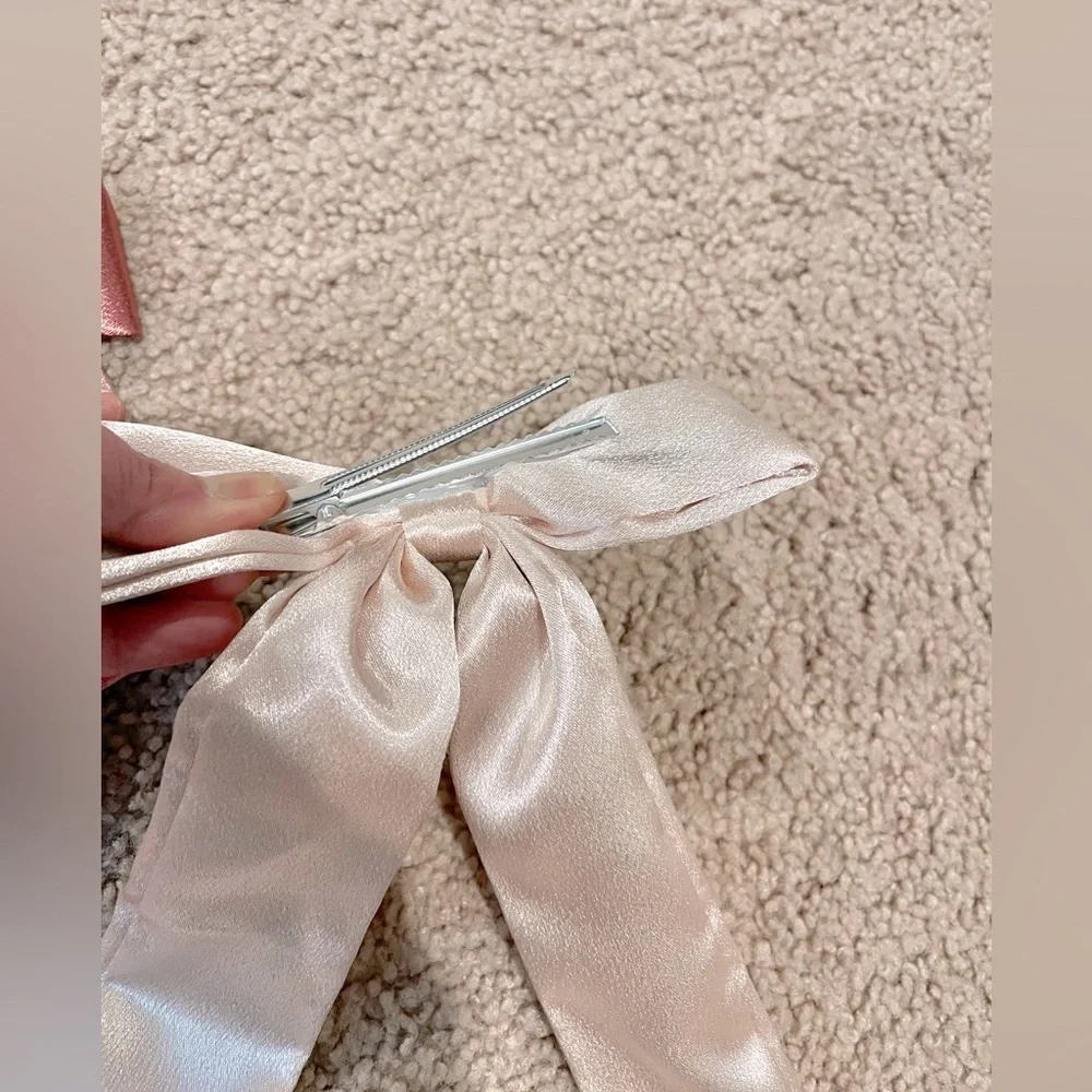 Ladies trending large HAIR BOWS ribbon barettes steel hairpin